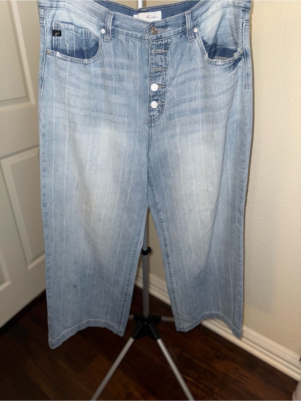 KanCan Light Blue Straight Leg Jeans with Button Front - Picture 4 of 5